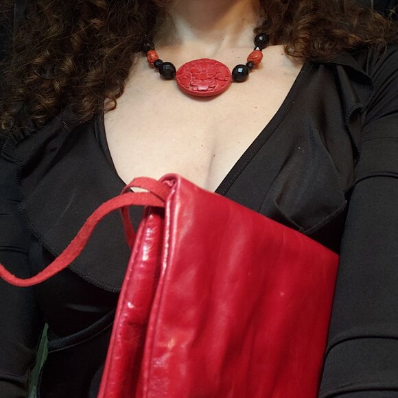 Allison Burns Red Leather Clutch Purse. Never Used! - Picture 5 of 8